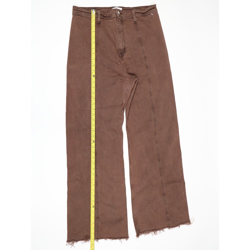 Pistola Rust Wide Leg Raw Hem Jeans 31 High Rise Front Seam Boho Western Chic - Picture 9 of 15